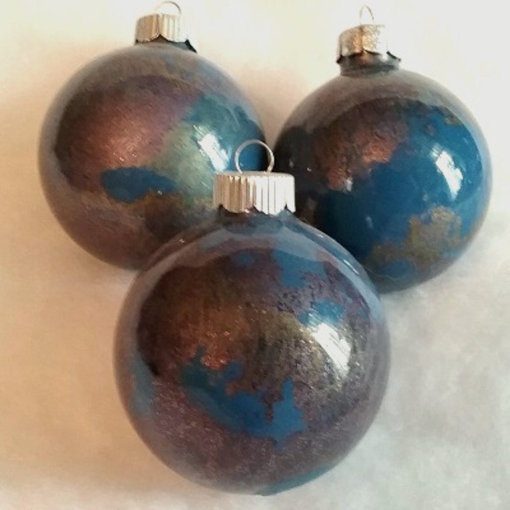 Set of 3 Hand-dripped Christmas ornaments